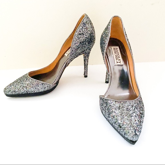 Badgley Mischka Shoes - Badgley Mischka D’orsay Daisy Silver Glitter Pumps